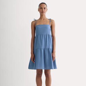 NWT Everlane Gauze Mini Tiered Dress w Pockets